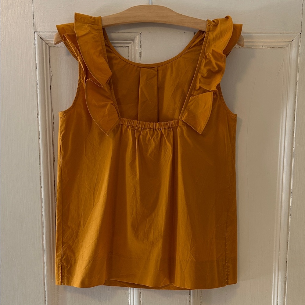 J. Crew Mustard Ruffled Blouse - Picture 3 of 7